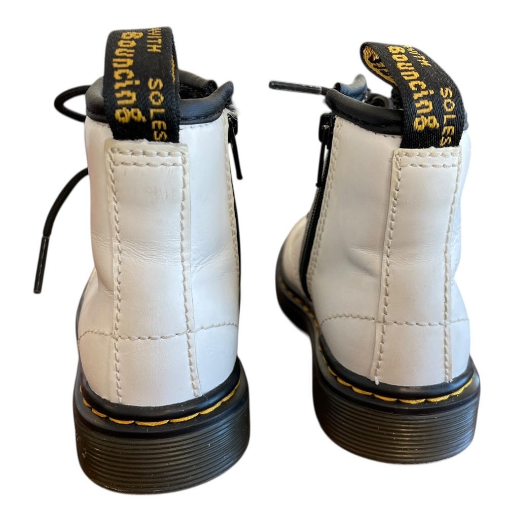 Dr Martens 1460T White Leather Combat Zip Boots Air Wair Toddler Size 7 US - Picture 4 of 11